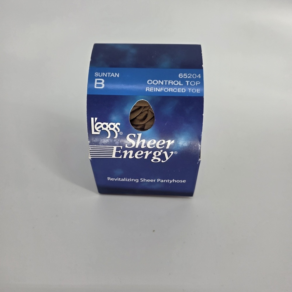 Leggs Pantyhose Sheer Energy Control Top Reinforced Toe Size B Suntan L'eggs USA